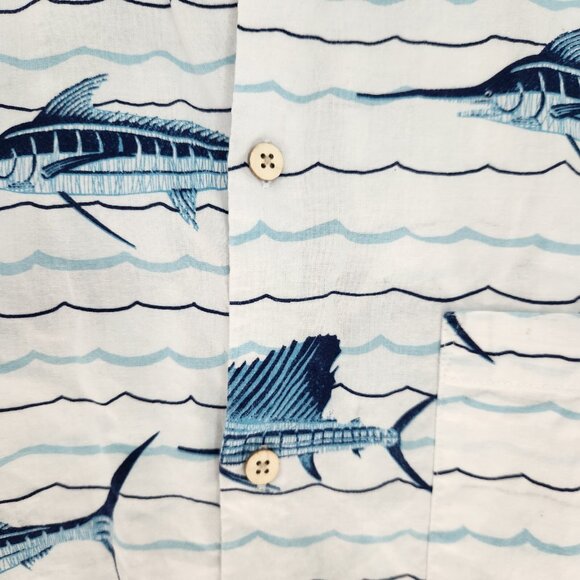 Clearwater Outfitters Shirt Fish Print Swordfish Sailfish Baja Button Up XL EUC - Picture 8 of 12